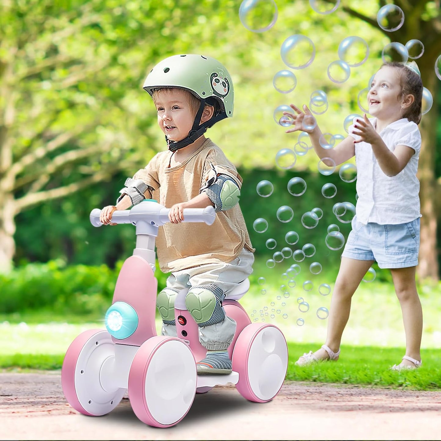 Crowned Cuddles-  Baby Toddler Balance Bike with Bubble Function