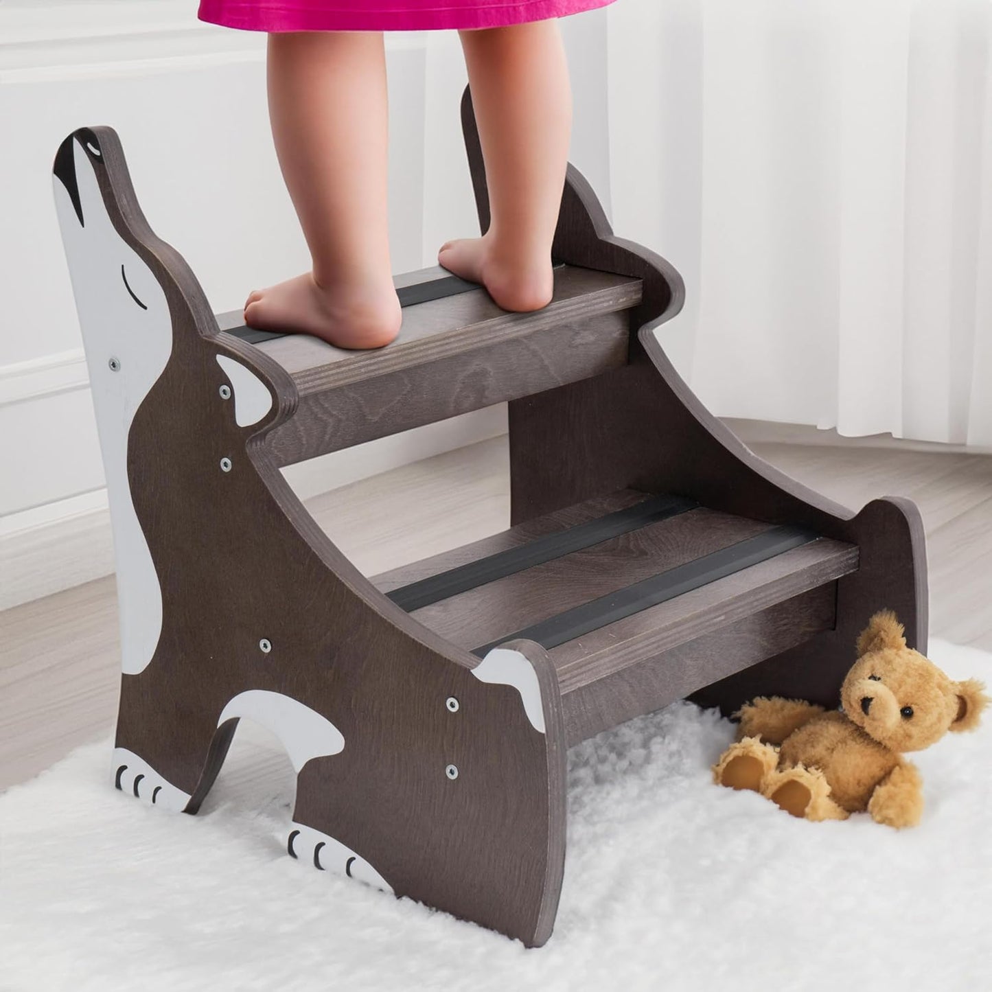 Crowned Cuddles - Premium Bamboo Wooden Step Stool for Kids