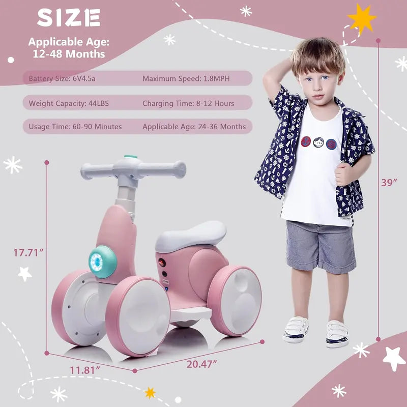 Crowned Cuddles-  Baby Toddler Balance Bike with Bubble Function